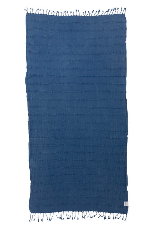InfuseZen Stonewashed Organic Cotton Turkish Towel in Blue 