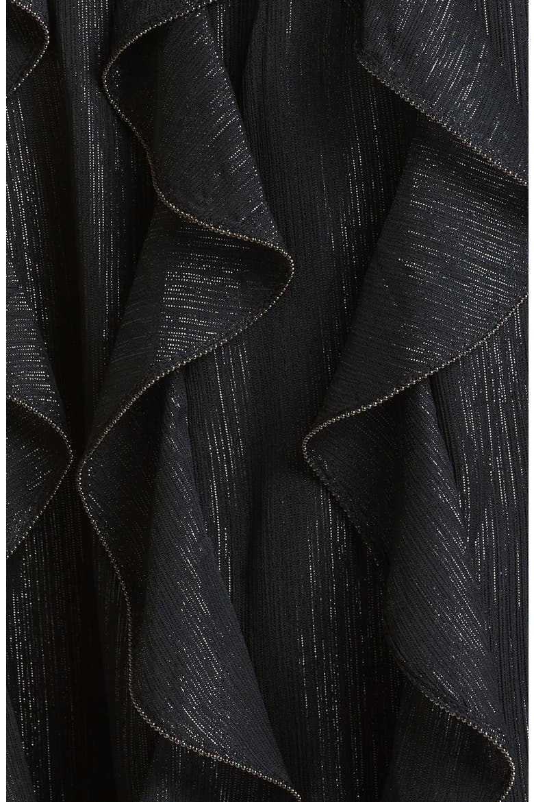 Dollei Metallic Ruffle Dress, Alternate, color, BLACK