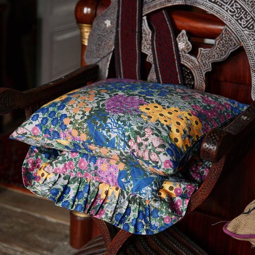Sophie Williamson Design Ruffled Pillow Cover Pré Fleuri In Blue