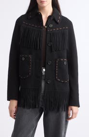 GUEST IN RESIDENCE Western Fringe Wool and Cashmere Blend Jacket