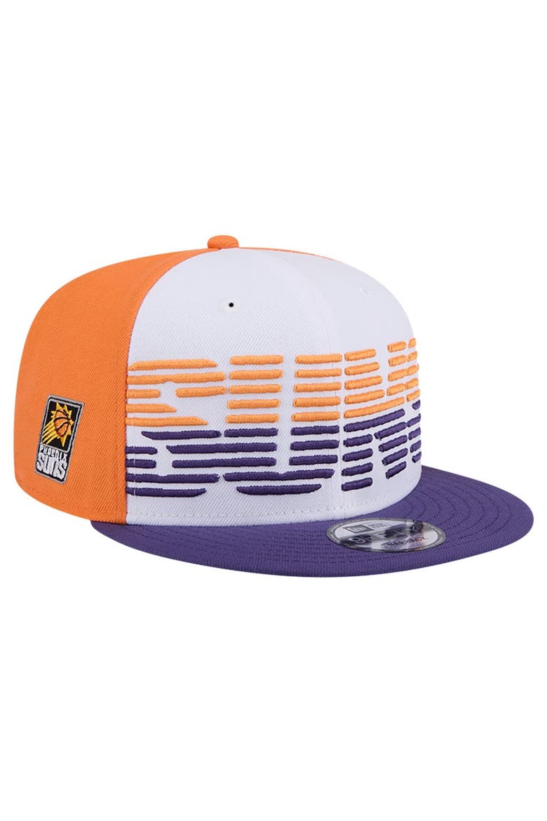 Men's New Era White/Purple Phoenix Suns Throwback Gradient Tech Font 9FIFTY Snapback Hat, Main, color, White