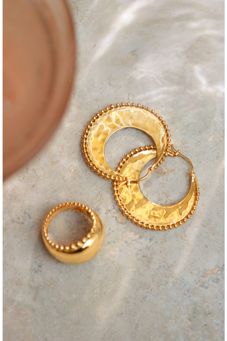 Deia Beaded Hoop Earrings, Alternate, color, YELLOW GOLD