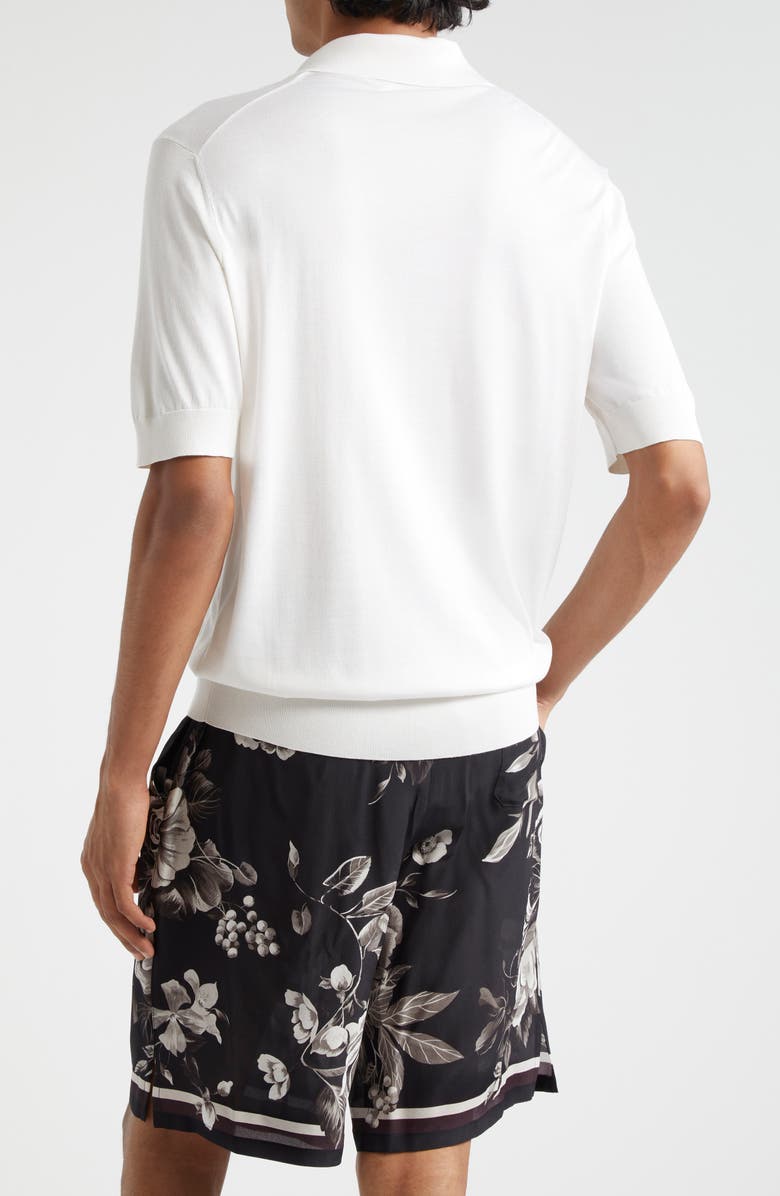 Dolce&Gabbana Logo Silk Polo Sweater, Alternate, color, W0800 Bianco Ottico