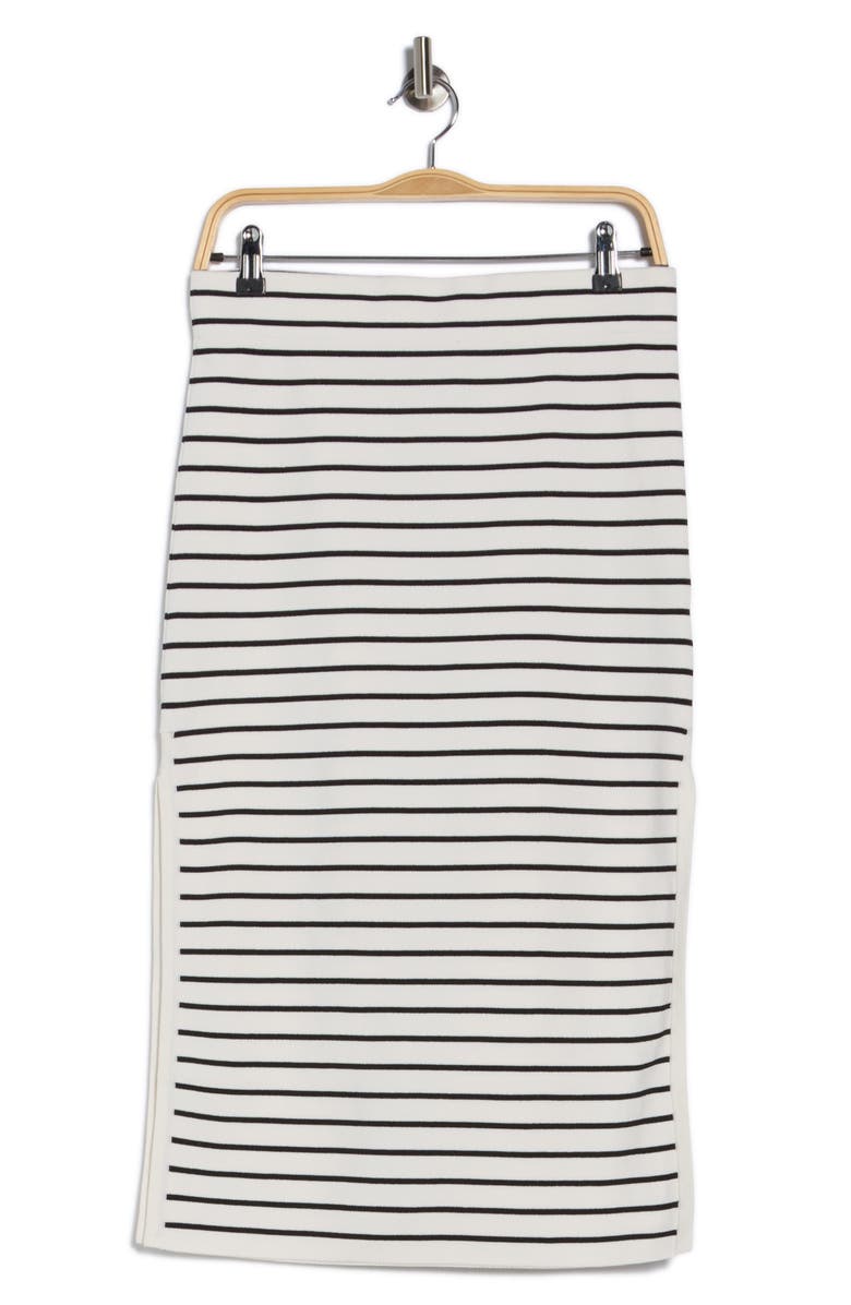 DKNY Jeans Stripe Midi Skirt, Alternate, color, Ivory/ Blac
