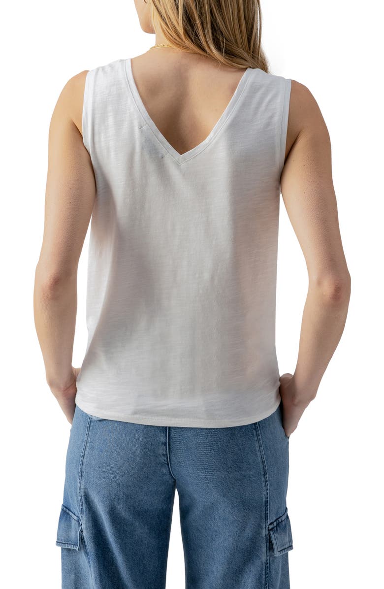 Sanctuary V-Neck Tie Hem Slub Tank, Alternate, color, White