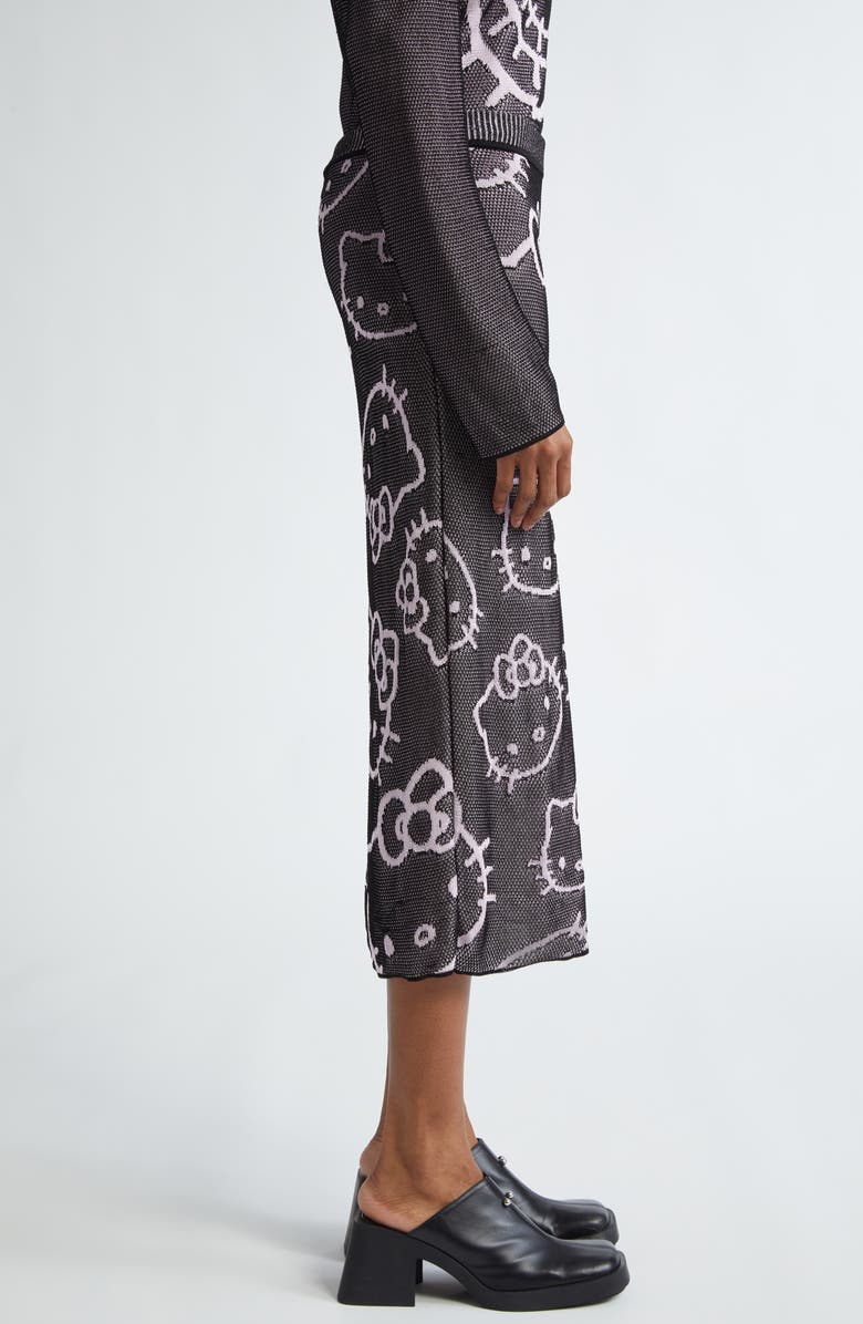 CHET LO x Sanrio Hello Kitty<sup>®</sup> Intarsia Midi Sweater Skirt, Alternate, color, Black/ Pink