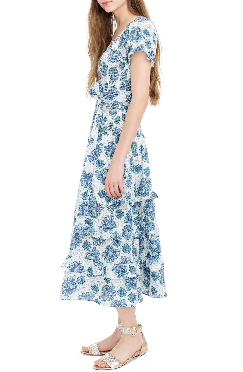 J.Crew Smocked Prairie Midi Dress, Alternate, color,