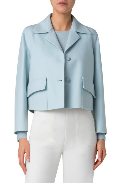 Akris Wes Cashmere Double Face Crop Jacket in Stone Blue 