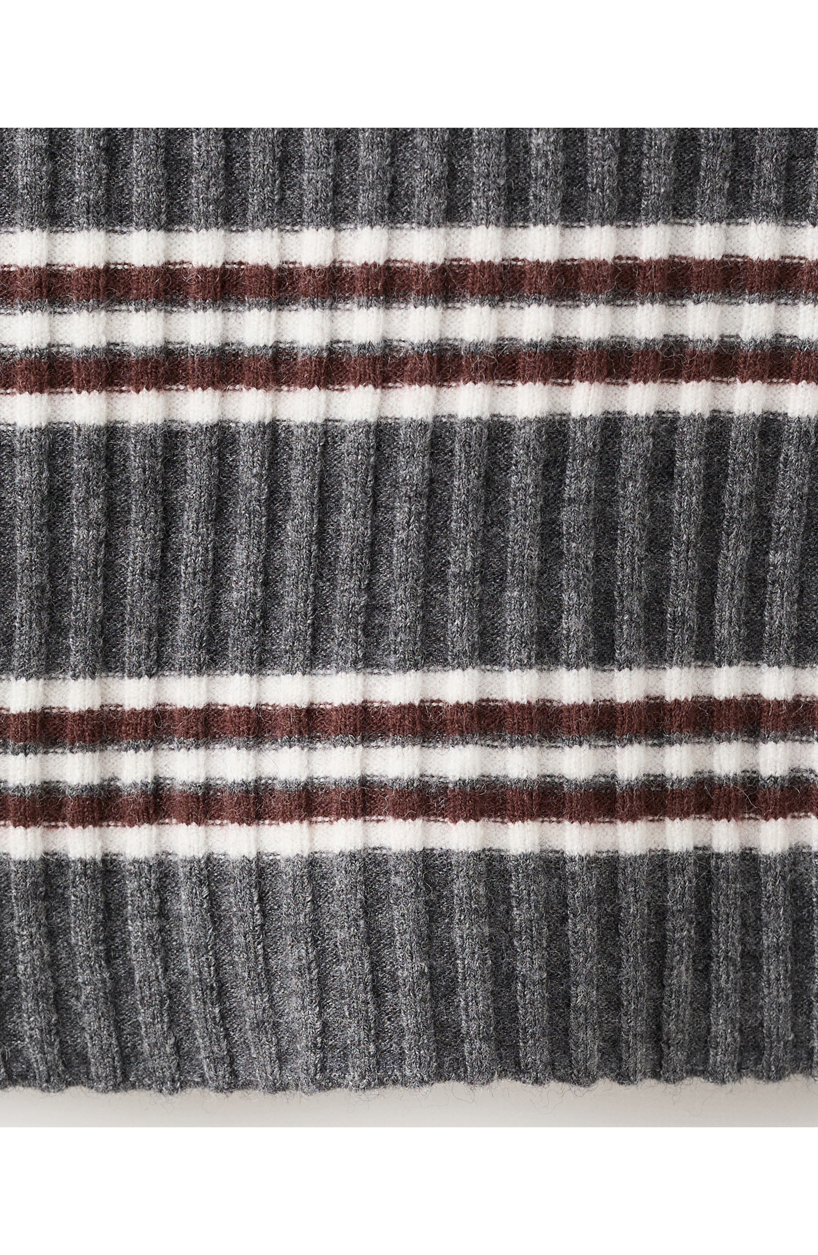 Stripe Elbow Sleeve Rib Sweater Polo - image 2