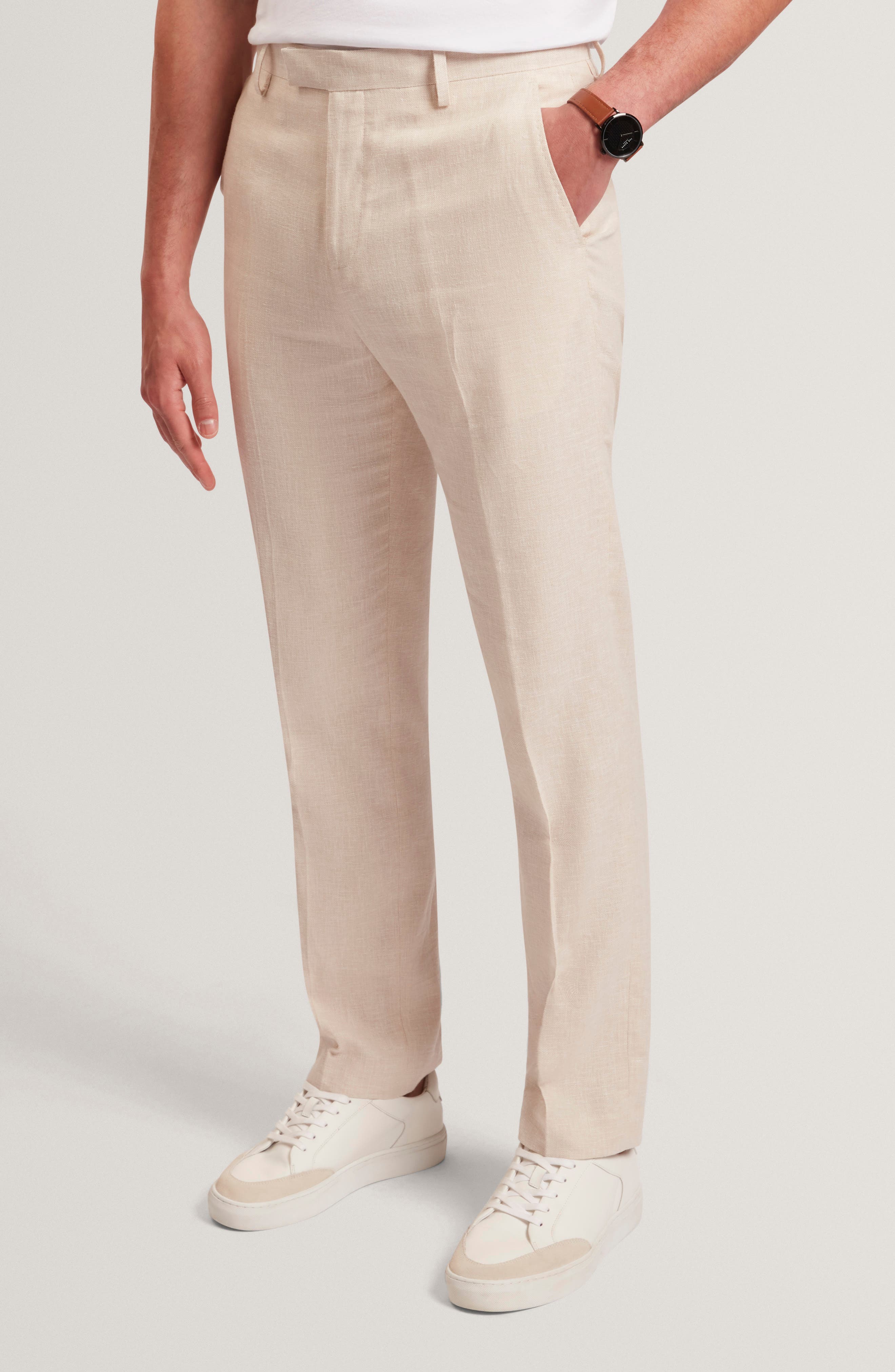 Ted Baker Givrant Slim Fit Linen & Cotton Pants In Gray
