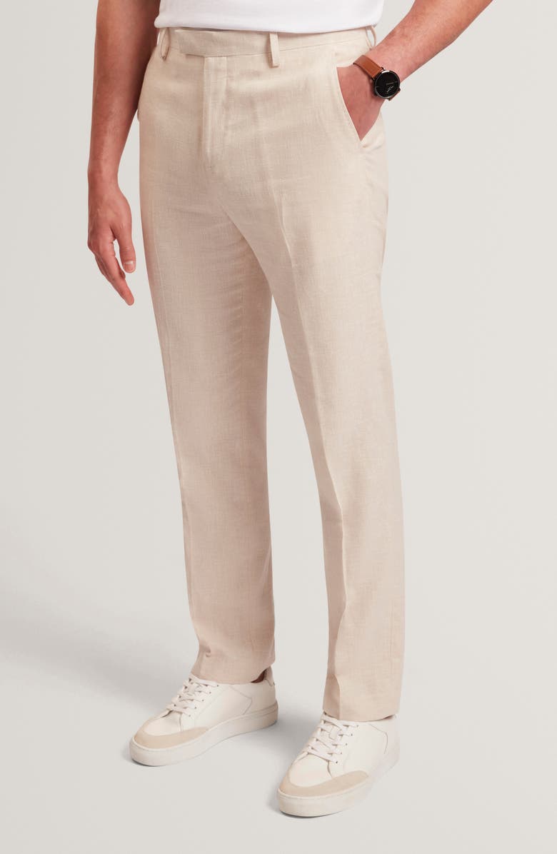 Ted Baker Givrant Slim Fit Linen & Cotton Pants, Main, color, Ecru