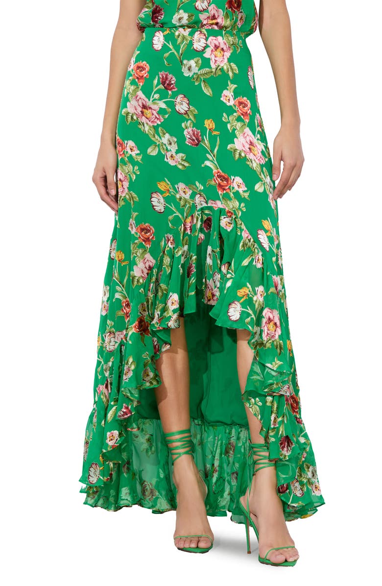 Alice + Olivia Soraya Asymmetric Maxi Skirt, Main, color, Hamptons Floral