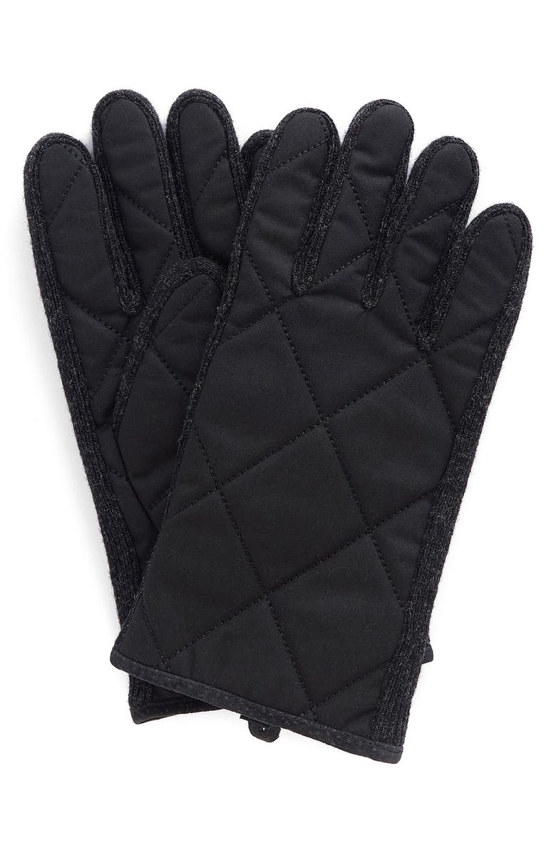 Barbour Winterdale Wax Cotton Gloves, Alternate, color, Black