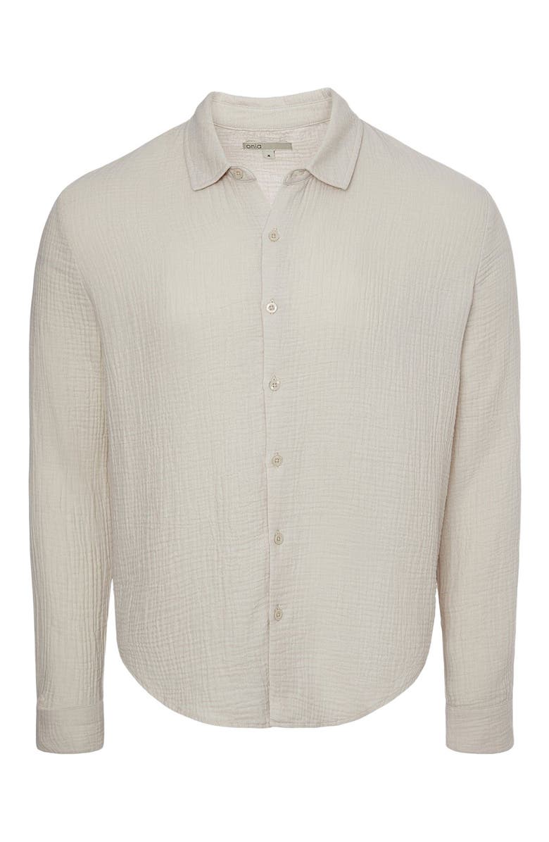 Onia Cotton Gauze Long Sleeve Shirt, Alternate, color, Stone