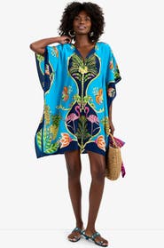 Trina Turk Theodora Tiger Lily Printed Silk Caftan Dress