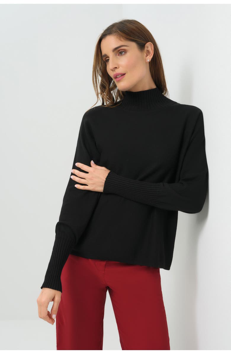 Anatomie Bexley Relaxed Sweater with Mockneck, Alternate, color, Black