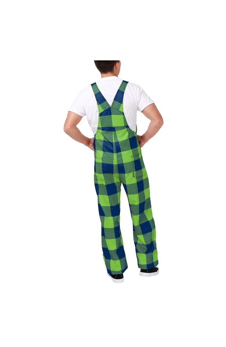 FOCO Men's FOCO  Navy Seattle Seahawks Big Logo Plaid Overalls, Alternate, color, 
