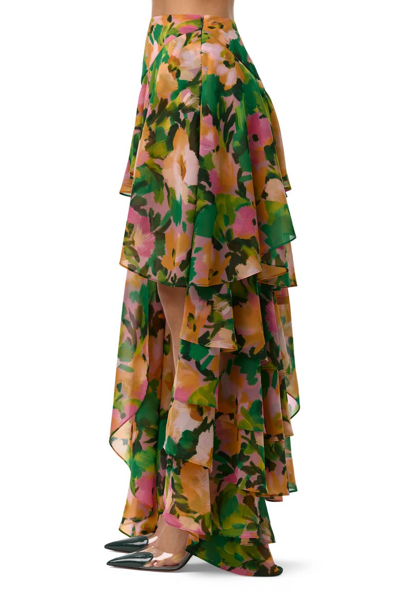 Asymmetric Ruffle Chiffon High-Low Skirt, Alternate, color, SECRET GARDEN