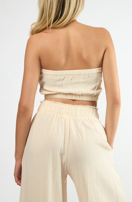 Viens Avec Moi Crinkle Strapless Cotton Gauze Crop Top