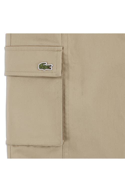 Lacoste Kids' Straight Leg Cargo Pants In Brown