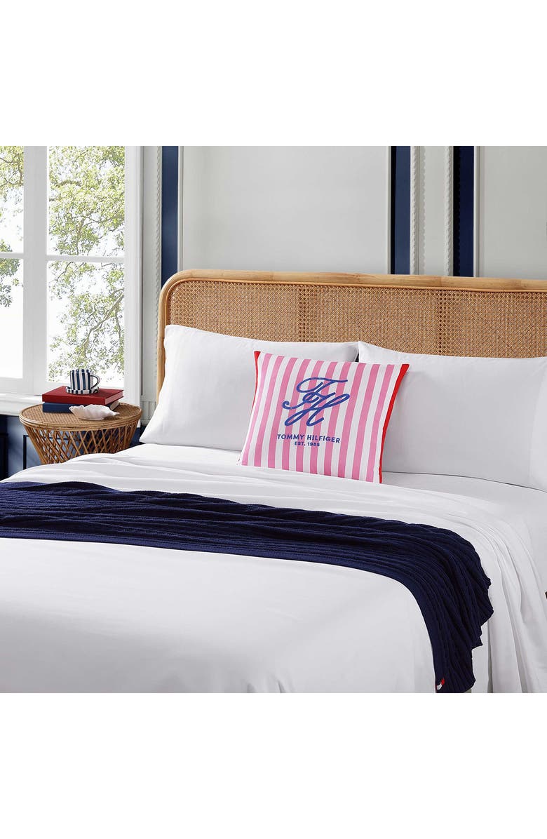 Tommy Hilfiger Beachfront Stripe Accent Pillow, Alternate, color, Flower Pink