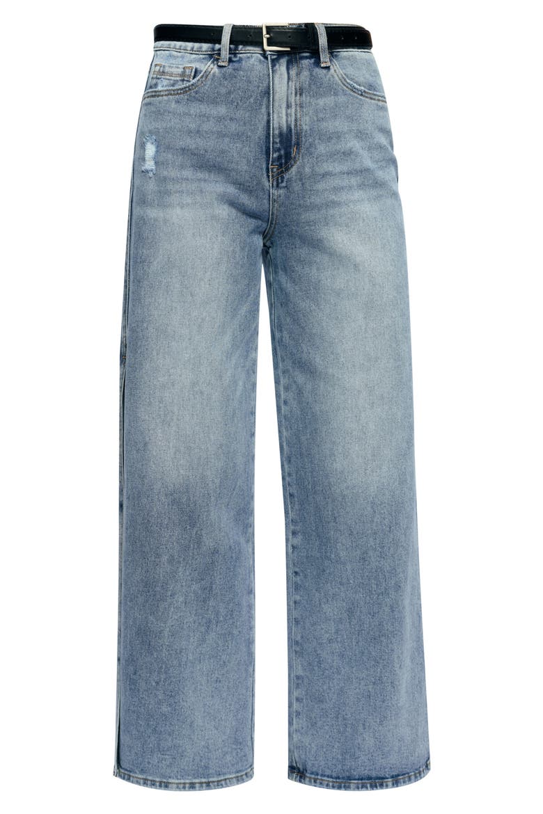 High Waist Wide Leg Slit Hem Jeans, Alternate, color, SUMMER