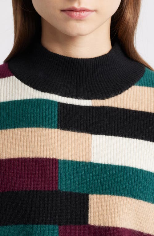 Elie Tahari Phoenix Colorblock Mock Neck Cashmere Sweater In Multi