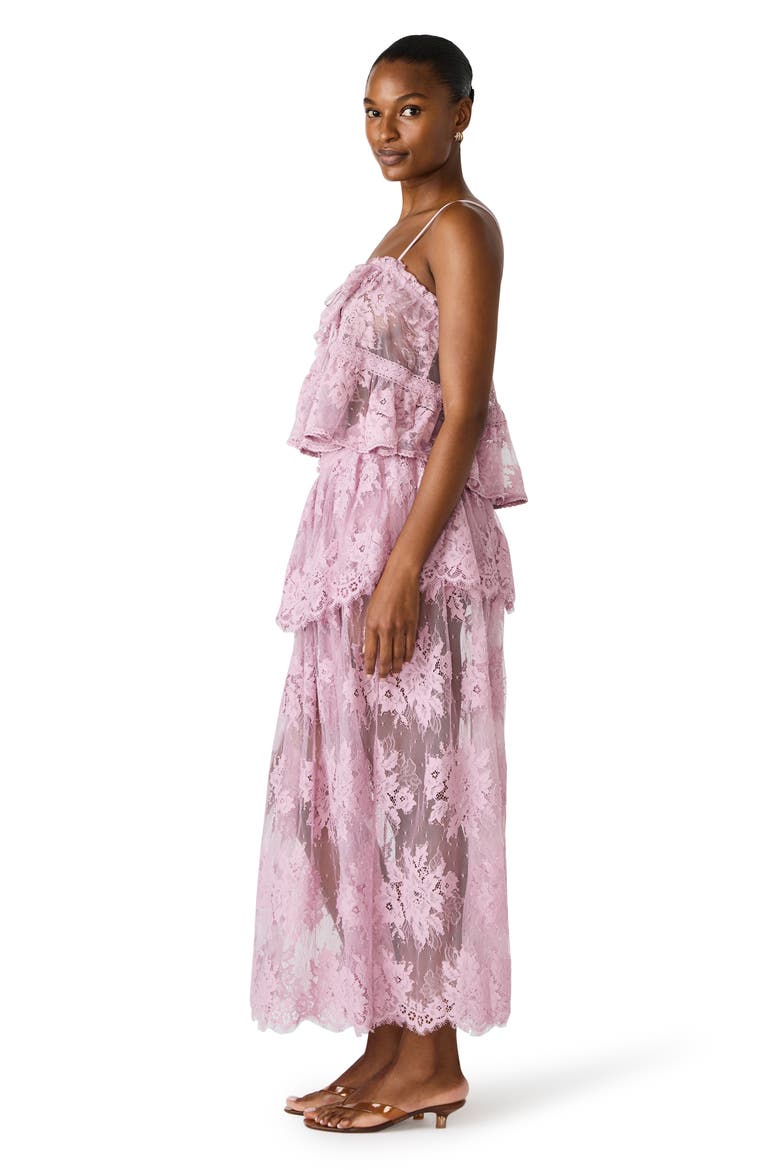 Arietty Lace Ruffle Trim Babydoll Top, Alternate, color, MAUVE SHADOWS