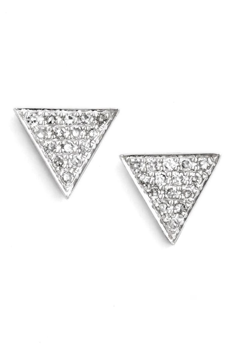 'Emily Sarah' Diamond Pavé Triangle Stud Earrings (Nordstrom Exclusive), Main, color, WHITE GOLD