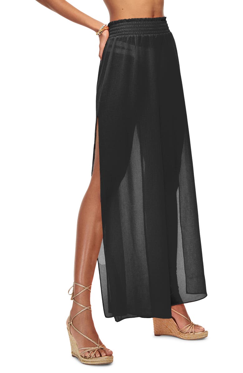 Ramy Brook Athena Semisheer Split Hem Wide Leg Cover-Up Pants, Alternate, color, 