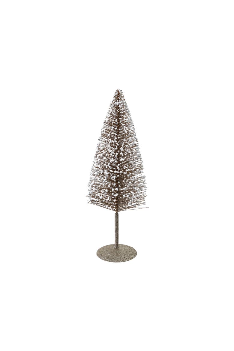 Plastic Bottle Brush Tree with Glitter, Foam Microbeads and Metal Base, Main, color, Gold