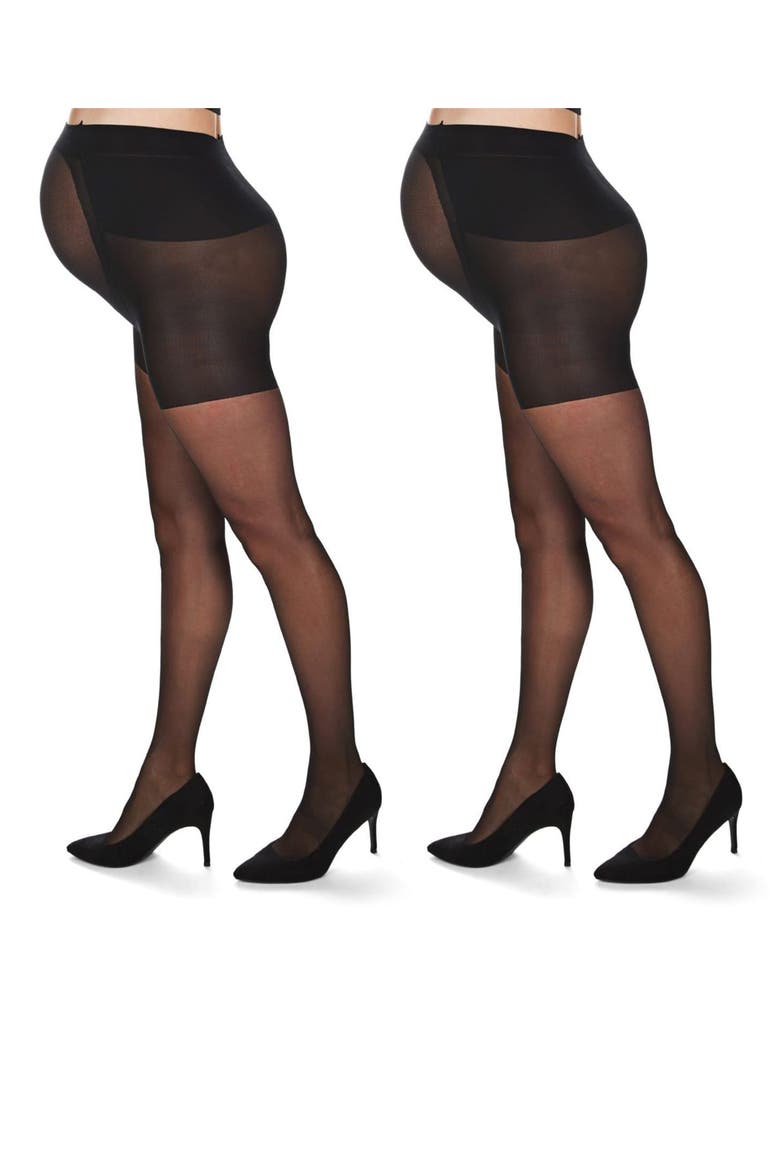 2-Pack Sheer Maternity Tights, Main, color, BLACK