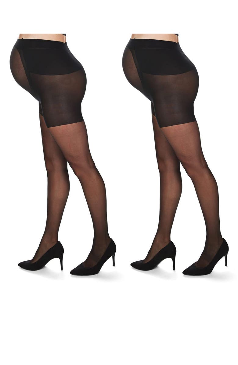 MeMoi 2-Pack Sheer Maternity Tights, Main, color, Black
