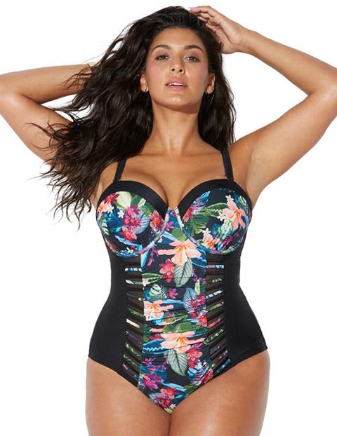 Ruched Underwire One Piece Swimsuit