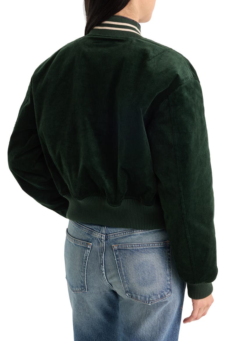 The Cord Varsity Jacket, Alternate, color, FOREST GREEN