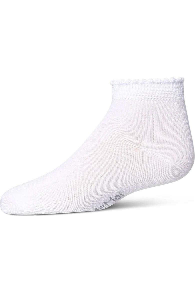 Ditsy Floral Scalloped Cuff Anklet Sock, Main, color, White