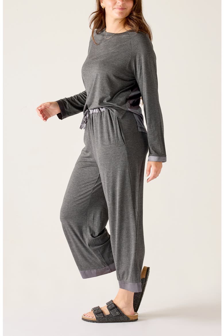 Satin Sailor Modal Pajama Set, Alternate, color, Grey Eclipse