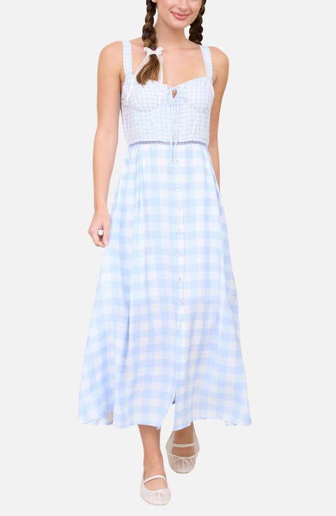 Check Sleeveless Maxi Dress