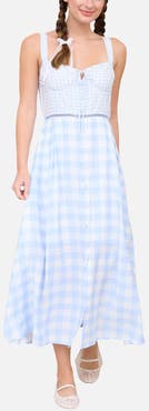 Blu Pepper Check Sleeveless Maxi Dress