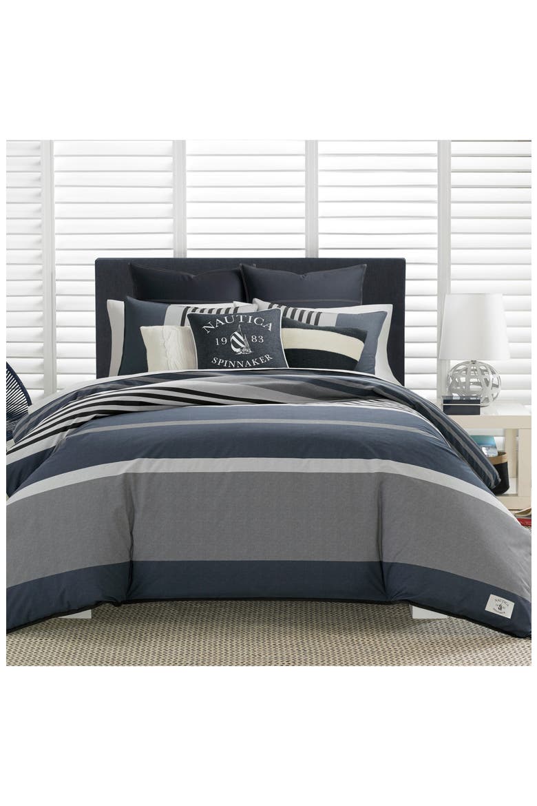 Rendon Stripe Comforter & Sham Set, Alternate, color, CHARCOAL