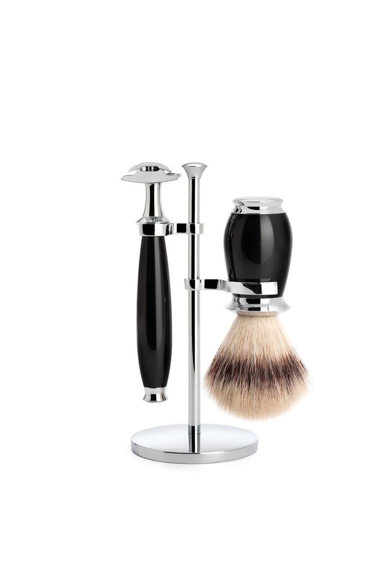 Purist Black 3-Piece Silvertip Fiber & Safety Razor Shaving Set, Main, color, Black