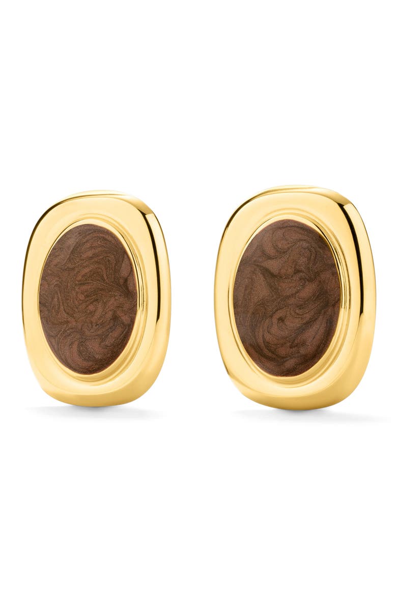 Bold Oval Statement Earrings, Alternate, color, GOLD/ BROWN