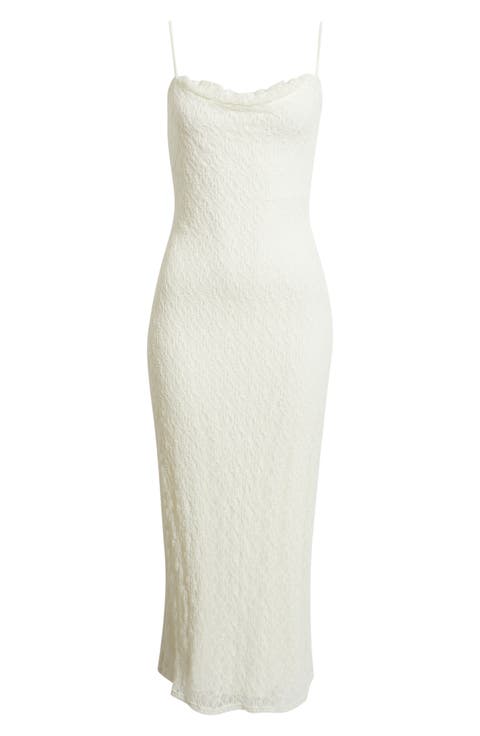 Lace Cowl Neck Maxi Dress