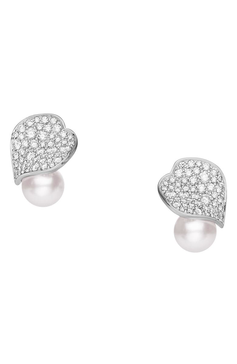 Mikimoto Diamond Petal & Pearl Earrings, Main, color,