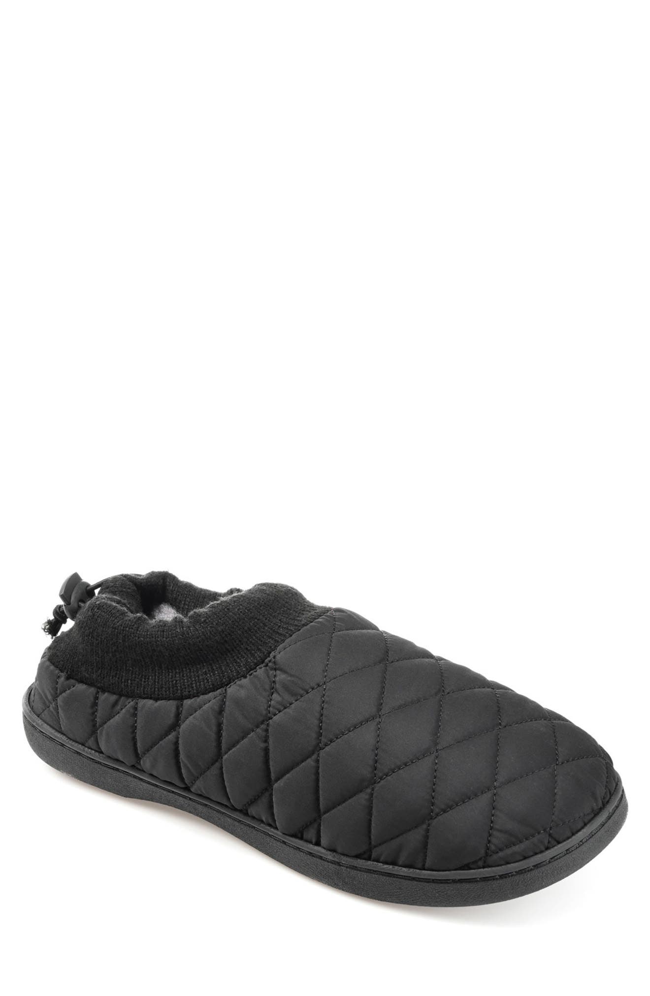 VANCE CO . Fargo Quilted Faux Fur Lined Slipper, Main, color, Black