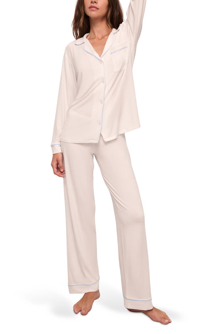 Gisele Long Pajamas, Main, color, WHITE/ ICE BLUE