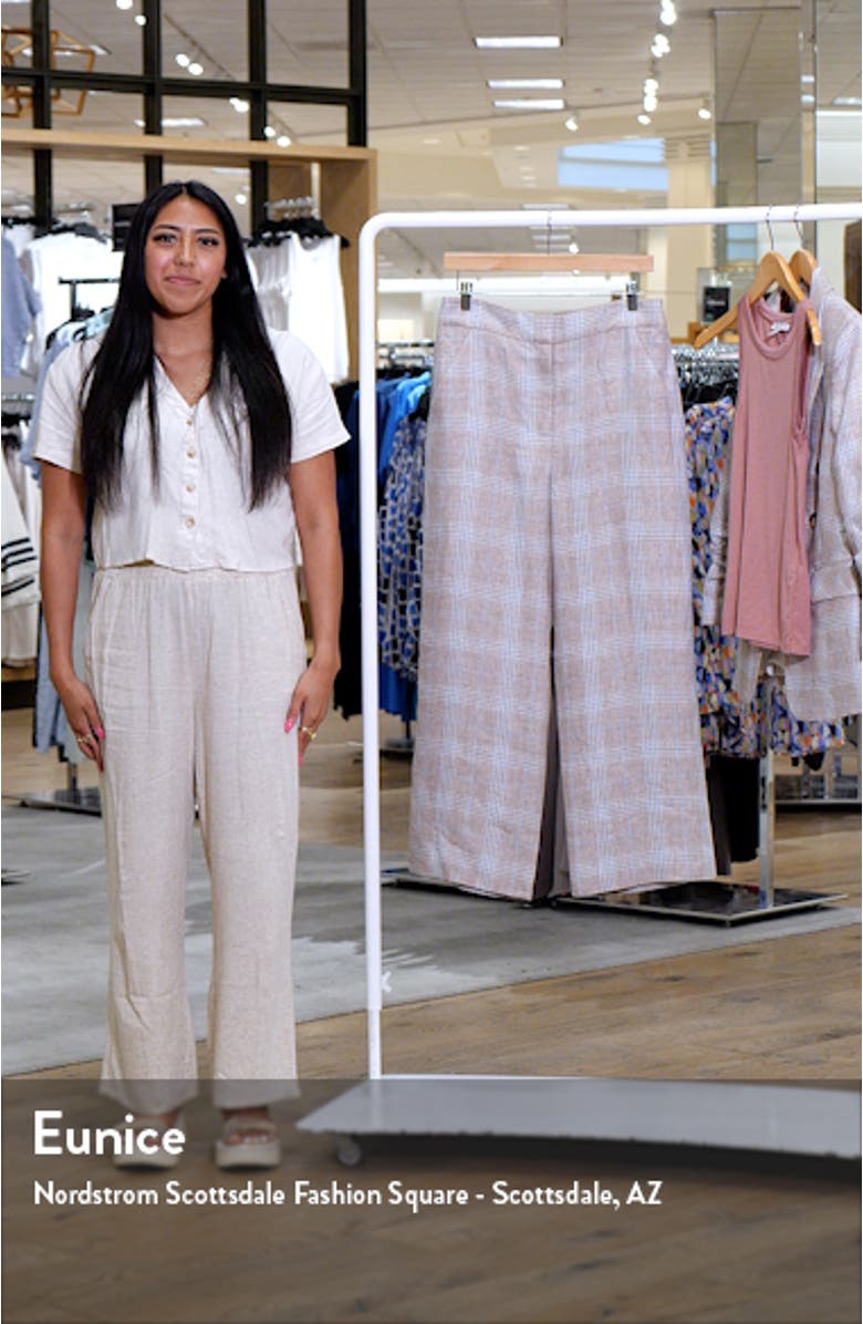 Plaid Wide Leg Ankle Linen Pants, sales video thumbnail