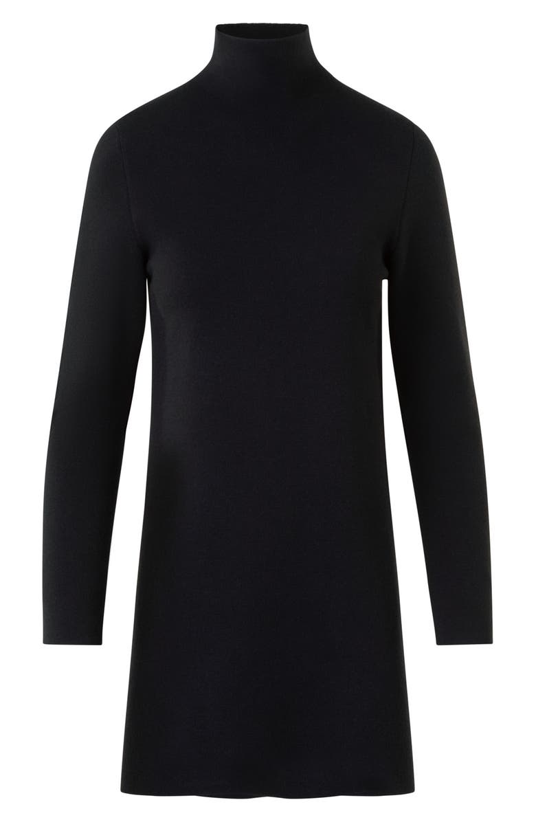 Akris Fine Gauge Cashmere & Silk Tunic Turtleneck Sweater, Alternate, color, Black
