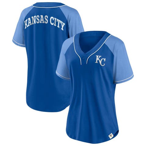 Women's Fanatics Branded Royal Kansas City Royals Bunt Raglan V-Neck T-Shirt