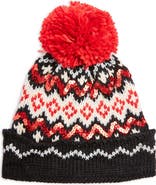 Topshop Sequin Fair Isle Pom Beanie